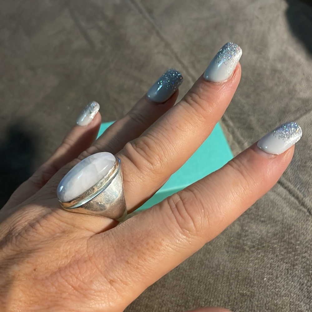 Moonstone Silver Ring (Rainbow Moonstone) View 6